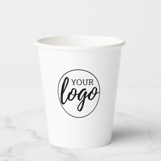 Voeg uw Logo toe - minimale witte achtergrond van  Papieren Bekers (Voorkant)