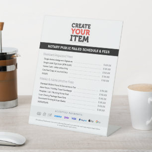 Voeg uw Logo toe Mobiele Notaris Prijzenlijst Kost Reclamebord Met Voetstuk