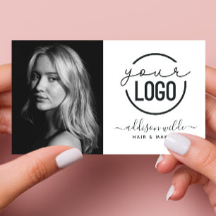 Voeg uw logo toe Modern minimalistische foto wit Visitekaartje