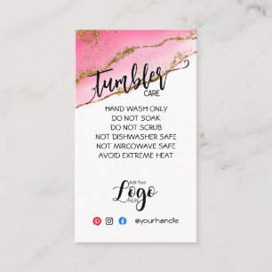 VOEG UW LOGO TUMBLER CARE CARDS vinyl business TOE Visitekaartje