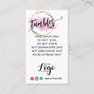 VOEG UW LOGO TUMBLER CARE CARDS vinyl business TOE Visitekaartje