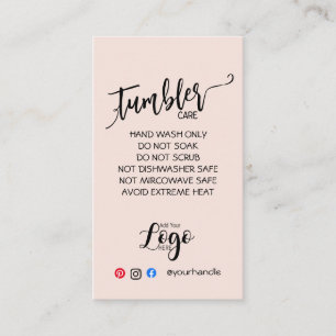 VOEG UW LOGO TUMBLER CARE CARDS vinyl business TOE Visitekaartje