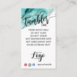 VOEG UW LOGO TUMBLER CARE CARDS vinyl business TOE Visitekaartje