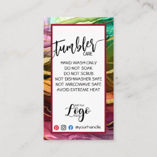 VOEG UW LOGO TUMBLER CARE CARDS vinyl business TOE Visitekaartje