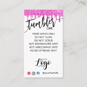 VOEG UW LOGO TUMBLER CARE CARDS vinyl business TOE Visitekaartje