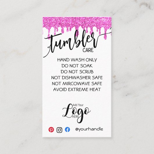 VOEG UW LOGO TUMBLER CARE CARDS vinyl business TOE Visitekaartje (Voorkant)