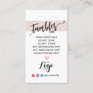 VOEG UW LOGO TUMBLER CARE CARDS vinyl business TOE Visitekaartje