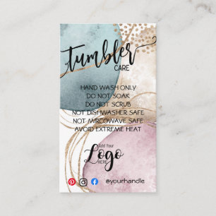 VOEG UW LOGO TUMBLER CARE KAART goudglitter TOE Visitekaartje