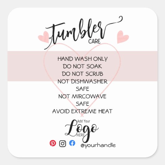 VOEG UW LOGO TUMBLER CARE Sticker vinyl business T (Voorkant)