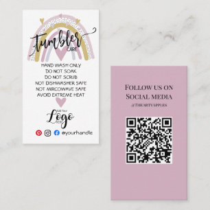 VOEG UW LOGO tumbler CARE vinyl business rainbow T Visitekaartje