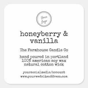 Voeg uw logo type schrijftekenlettertype Soy Candl Vierkante Sticker
