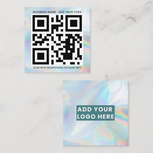 Voeg Uw Logo van het Bedrijf toe QR DIY Holographi Vierkante Visitekaartje (Voorkant / Achterkant)