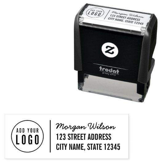 Voeg uw Logo vet scheidingsteken Script naam adres Zelfinktende Stempel (In situ)