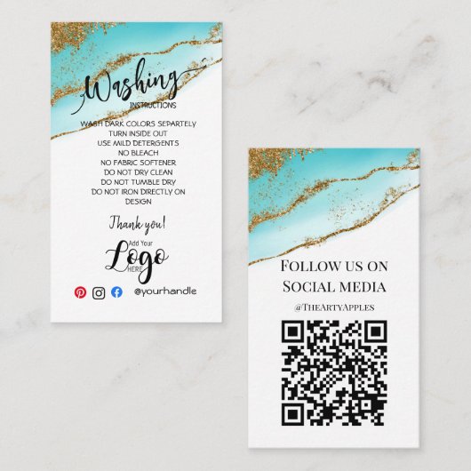 VOEG UW LOGO wasinstructies ZORGKAARTEN TOE Visitekaartje (Voorkant / Achterkant)