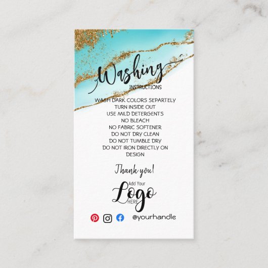 VOEG UW LOGO wasinstructies ZORGKAARTEN TOE Visitekaartje (Voorkant)