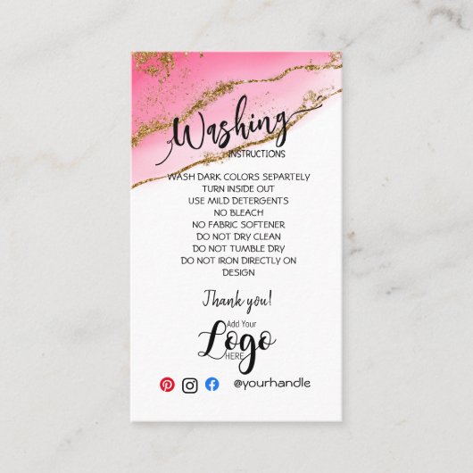 VOEG UW LOGO wasinstructies ZORGKAARTEN TOE Visitekaartje (Voorkant)