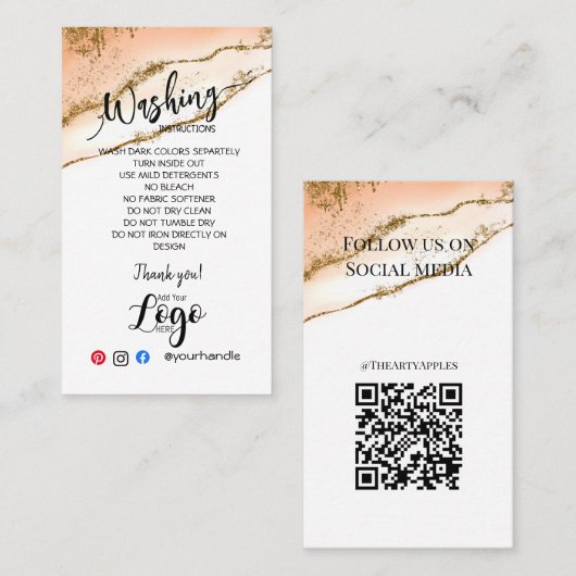 VOEG UW LOGO wasinstructies ZORGKAARTEN TOE Visitekaartje (Voorkant / Achterkant)