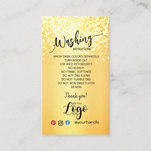 VOEG UW LOGO wasinstructies ZORGKAARTEN TOE Visitekaartje (Voorkant)