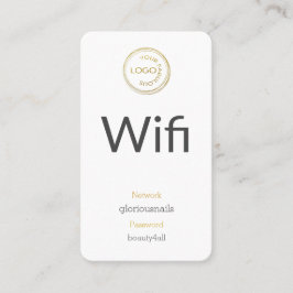 Voeg uw Logo WiFi Netwerk en Wachtwoord op wit toe Afsprakenkaartje
