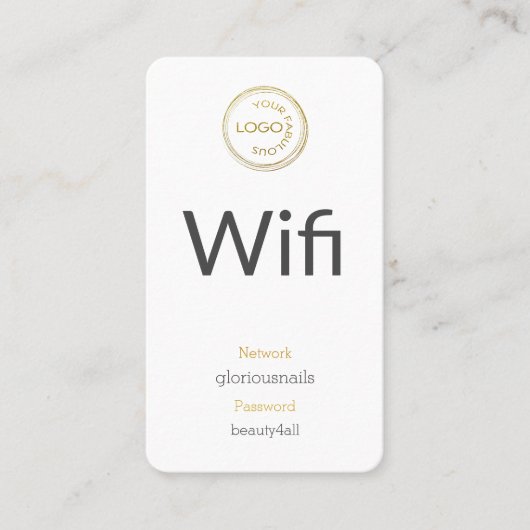 Voeg uw Logo WiFi Netwerk en Wachtwoord op wit toe Afsprakenkaartje (Voorkant)