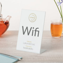 Voeg uw Logo WiFi-wachtwoord toe, wit netwerk Reclamebord Met Voetstuk