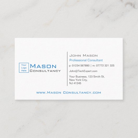 Voeg Uw Logo wit en blauw toe - Visitekaartje (Voorkant)