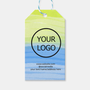 voeg uw logo zakelijke naam tekst waterverf adres cadeaulabel