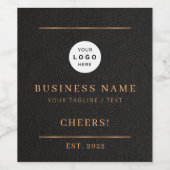 Voeg uw logo zwart goud bedrijf naam toe  wijn etiket (Enkel label)