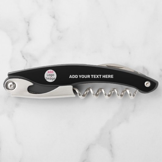 Voeg uw Logo  zwart toe Kurkentrekker (Voorkant)