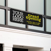 Voeg uw Logo zwarte Gele Grote Openingsbanner toe Spandoek (Buitenkant Gebouw)