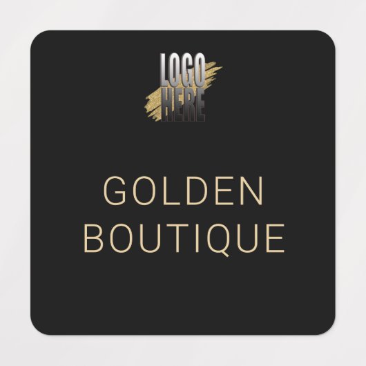Voeg uw Logo zwarte Gold Business Name kleding toe Labels (Design 5)