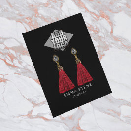 Voeg uw Logo zwarte oorbel sieraden display Kaart Visitekaartje