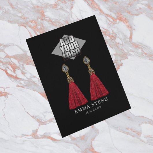 Voeg uw Logo zwarte oorbel sieraden display Kaart Visitekaartje