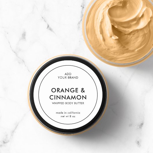 Voeg uw merk en minimalistisch modern productlabel ronde sticker