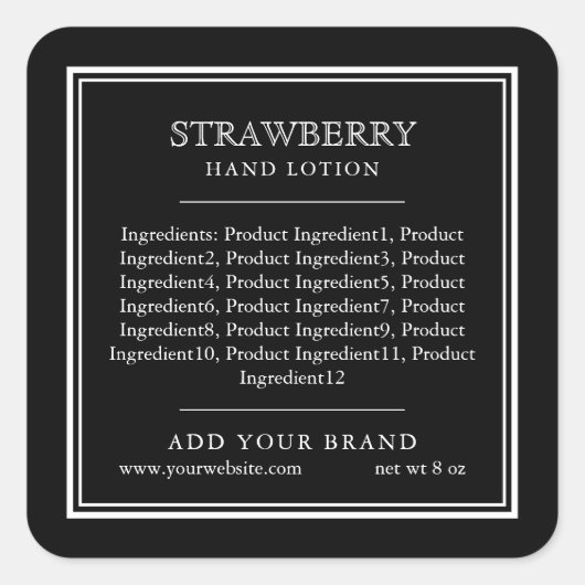 Voeg uw merk Klassieke Ingrediënten van de Kleuren Vierkante Sticker (Voorkant)
