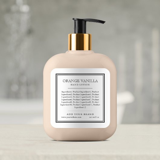 Voeg uw merk klassieke zwarte-grensingrediënten to vierkante sticker