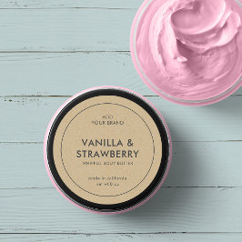 Voeg uw merkminimalistische kraftproductlabel toe ronde sticker