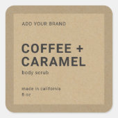 Voeg uw merkminimalistische kraftproductlabel toe vierkante sticker (Voorkant)