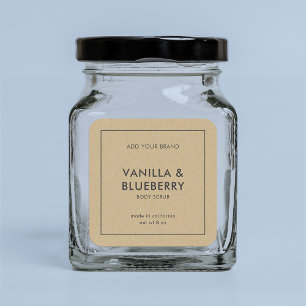 Voeg uw merkminimalistische kraftproductlabel toe vierkante sticker