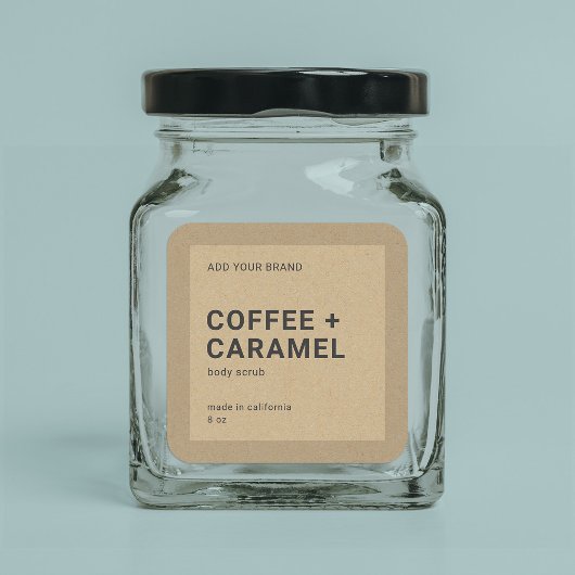 Voeg uw merkminimalistische kraftproductlabel toe vierkante sticker