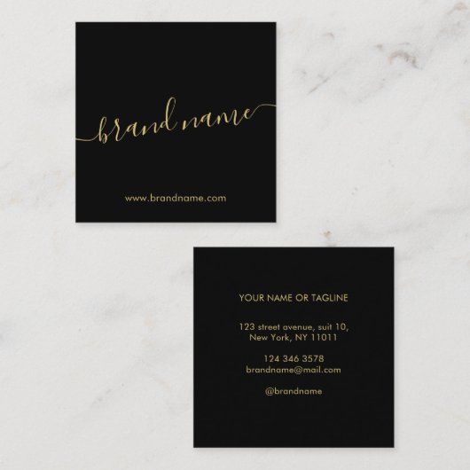 Voeg uw merknaam moderne, minimalistische zwarte contactkaartje (Voorkant / Achterkant)