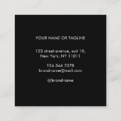 Voeg uw merknaam moderne, minimalistische zwarte vierkante visitekaartje (Achterkant)