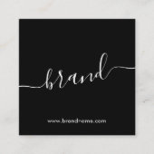 Voeg uw merknaam moderne, minimalistische zwarte vierkante visitekaartje (Voorkant)