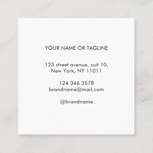 Voeg uw merknaam toe aan modern, minimalistisch wi vierkante visitekaartje (Achterkant)