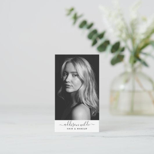 Voeg uw minimale verticale foto van Logo toe: wit Visitekaartje (Staand voorkant)