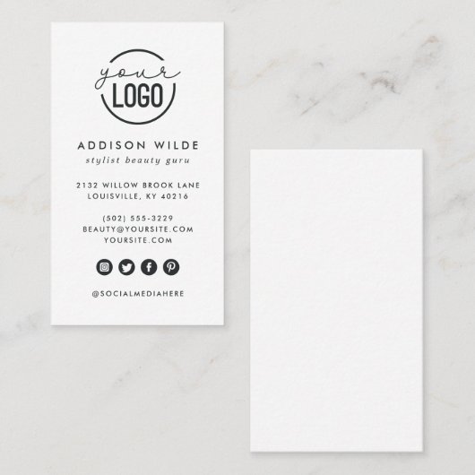 Voeg uw minimale verticale verticale Logo toe Visitekaartje (Voorkant / Achterkant)