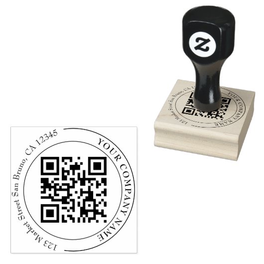 Voeg uw | MODERN BUSINESS LOGO ADRES QR CODE Rubberstempel (Gestempeld)