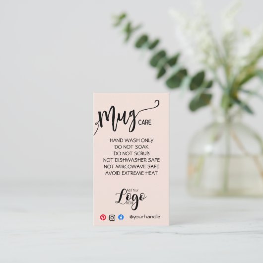 VOEG UW mok CARE CARDS vinyl business MET LOGO TOE Visitekaartje (Staand voorkant)