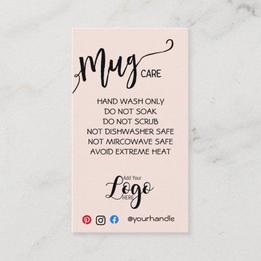 VOEG UW mok CARE CARDS vinyl business MET LOGO TOE Visitekaartje (Voorkant)