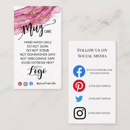 VOEG UW mok CARE CARDS vinyl business MET LOGO TOE Visitekaartje (Voorkant / Achterkant)